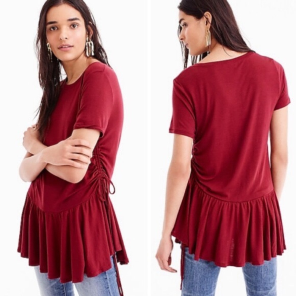 J Crew Ruched Side Peplum Tunic Top